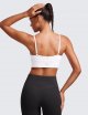 Womens Sweetheart Longline Sports Bra - V Neck Adjustable Thin Strap Yoga Bra Camisole Padded Crop Top